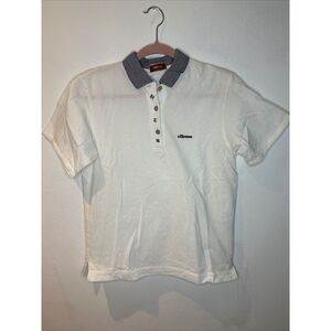 VINTAGE Ellesse GOLF Polo Shirt Women's Large White Textured 80s